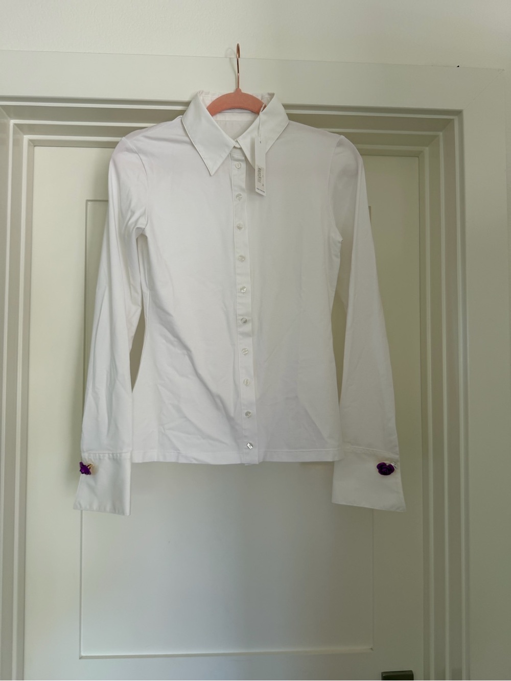 Anne Fontaine White Shirt 38 NWT + Rose Cufflinks Box